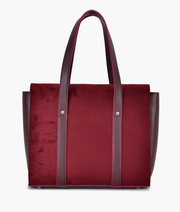 Burgundy suede satchel bag