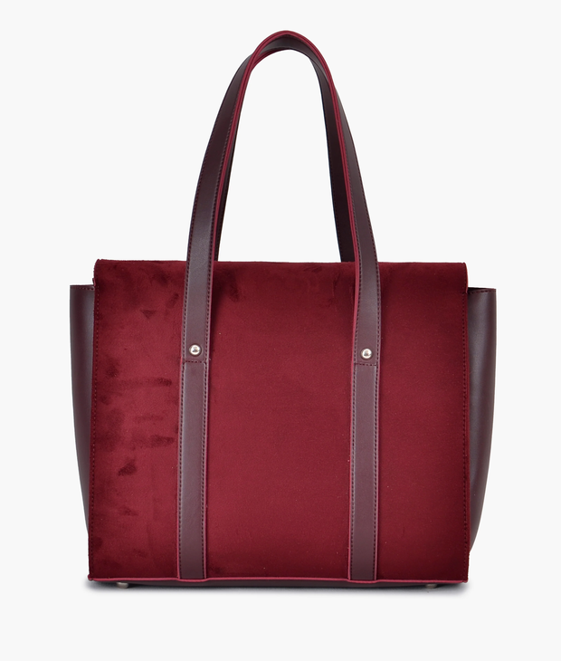 Burgundy suede satchel bag