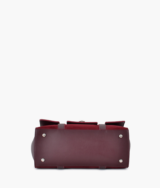 Burgundy suede satchel bag