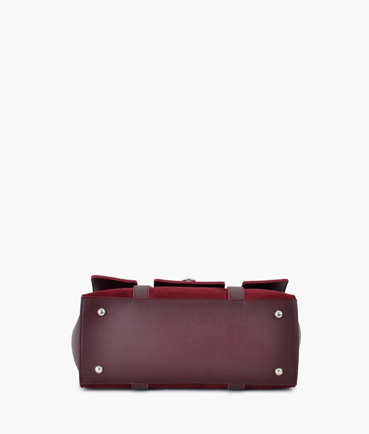 Burgundy suede satchel bag
