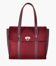 Burgundy suede satchel bag