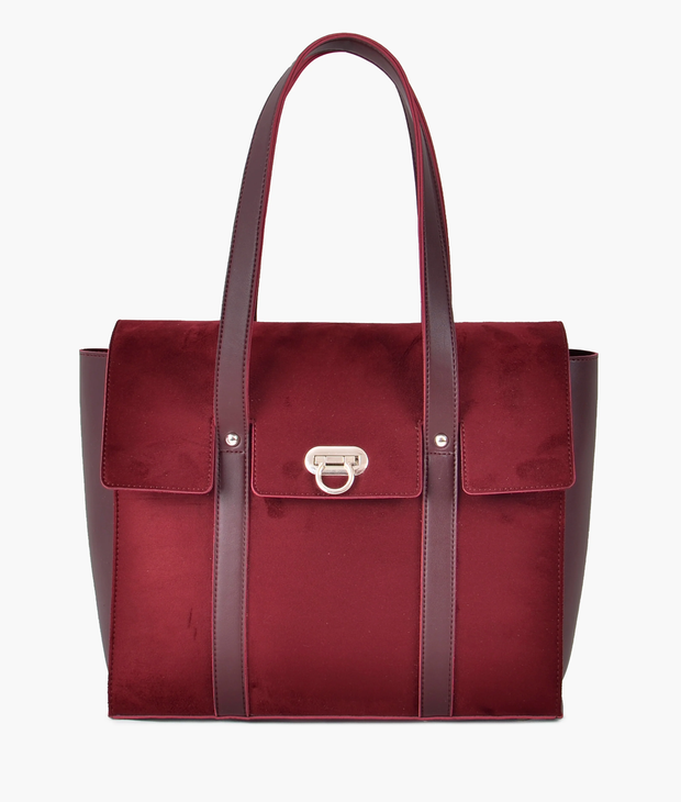 Burgundy suede satchel bag
