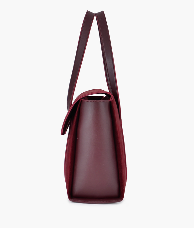 Burgundy suede satchel bag