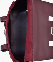Burgundy suede satchel bag
